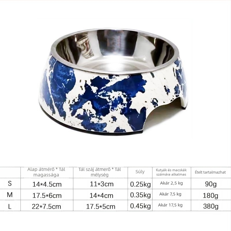 Kutyatál, melamin és rozsdamentes acél, Hundred Loves márka, Zhongshan származás