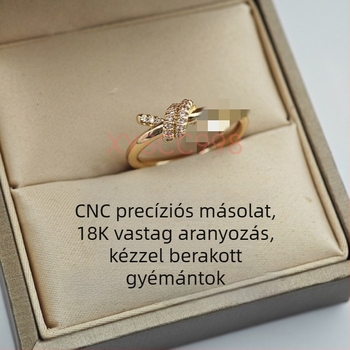 925 ezüst kötélcsomós gyűrű, 18K rózsaszín arany bevonattal és pavé gyémántokkal – női luxusgyűrű