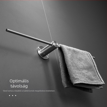 Fürdőszobai törölközőtartó rozsdamentes acélból, egypálkás, modern minimál dizájn, teherbírás 3-5 kg