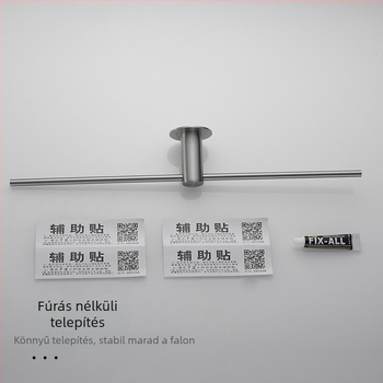 Fürdőszobai törölközőtartó rozsdamentes acélból, egypálkás, modern minimál dizájn, teherbírás 3-5 kg