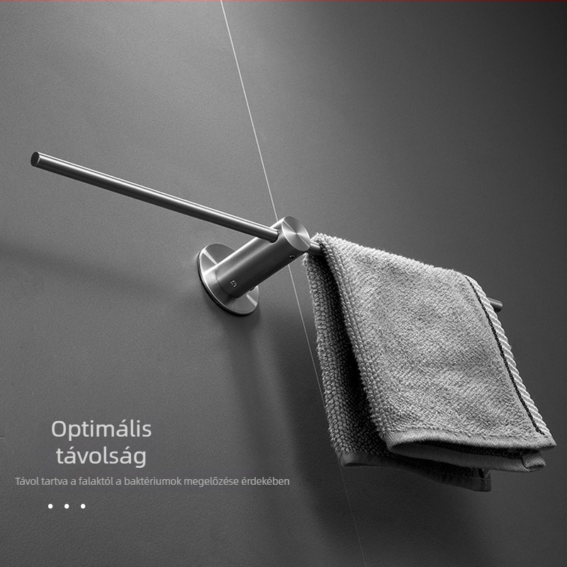 Fürdőszobai törölközőtartó rozsdamentes acélból, egypálkás, modern minimál dizájn, teherbírás 3-5 kg