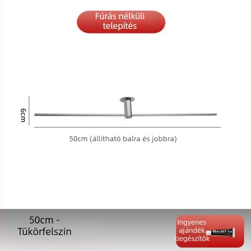 Fürdőszobai törölközőtartó rozsdamentes acélból, egypálkás, modern minimál dizájn, teherbírás 3-5 kg
