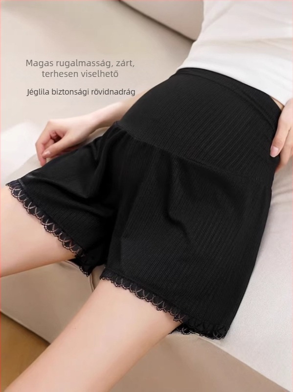 Könnyű terhesnadrág 3/4 hosszúságú, pocak-támogatás, magas derekú, laza szabású, poliészter