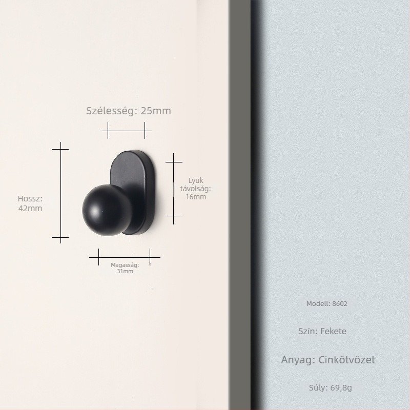 Szekrényajtó fogantyú, szekrényekhez és fiókokhoz, cinkötvözet, modell 8602, modern minimalista stílus