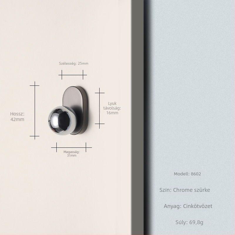 Szekrényajtó fogantyú, szekrényekhez és fiókokhoz, cinkötvözet, modell 8602, modern minimalista stílus