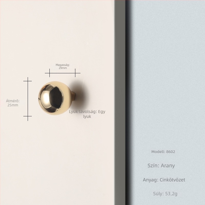 Szekrényajtó fogantyú, szekrényekhez és fiókokhoz, cinkötvözet, modell 8602, modern minimalista stílus