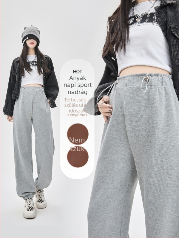Kismama nadrágok 2025 őszi-téli szezonra – vastag, magas derék, széles szárú, has­támasztó, pamut-poliészter keverék 70–80%