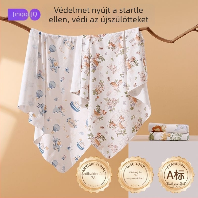 JOYNCLEON 100% pamutból készült babafogó kendő, állatmintás, őszi-téli, újszülöttek 0–1 év