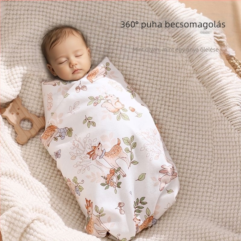 JOYNCLEON 100% pamutból készült babafogó kendő, állatmintás, őszi-téli, újszülöttek 0–1 év
