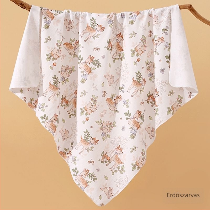 JOYNCLEON 100% pamutból készült babafogó kendő, állatmintás, őszi-téli, újszülöttek 0–1 év