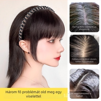 Valódi hajból készült paróka kristályos diadémmel és lélegző frufruval, egy darabból álló póthaj a természetes homlokfedéshez