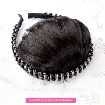 Valódi hajból készült paróka kristályos diadémmel és lélegző frufruval, egy darabból álló póthaj a természetes homlokfedéshez