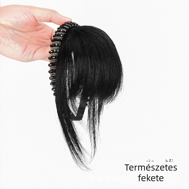 Valódi hajból készült paróka kristályos diadémmel és lélegző frufruval, egy darabból álló póthaj a természetes homlokfedéshez