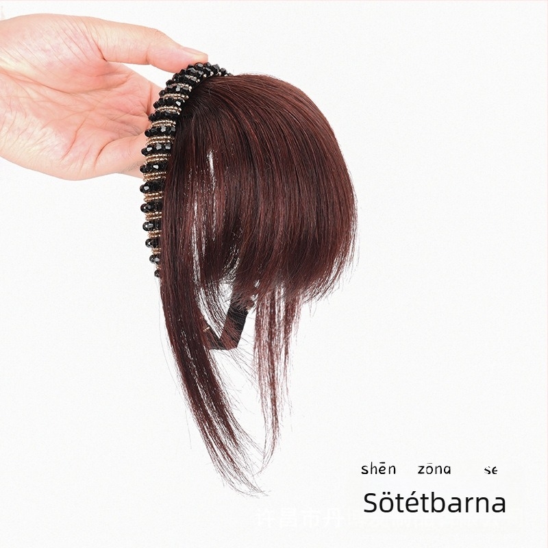 Valódi hajból készült paróka kristályos diadémmel és lélegző frufruval, egy darabból álló póthaj a természetes homlokfedéshez