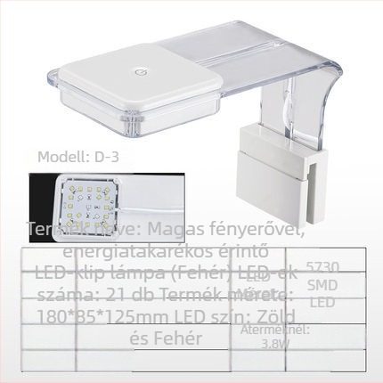Jeneca akvárium LED kliplámpa víz növényekhez – ABS, 3.8W, klipszes kialakítás