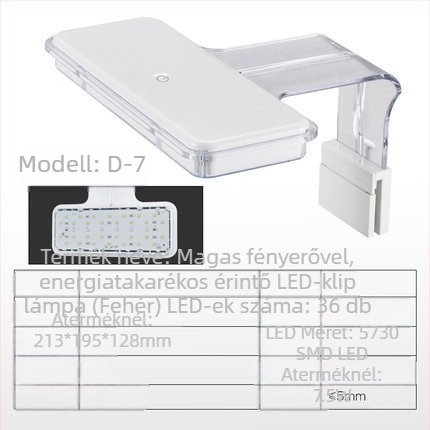 Jeneca akvárium LED kliplámpa víz növényekhez – ABS, 3.8W, klipszes kialakítás