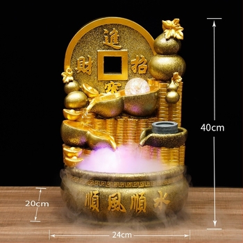 Üvegből készült asztali párásító Feng Shui vízkerék szökőkúttal, kézzel festett, testreszabható, új kínai stílus
