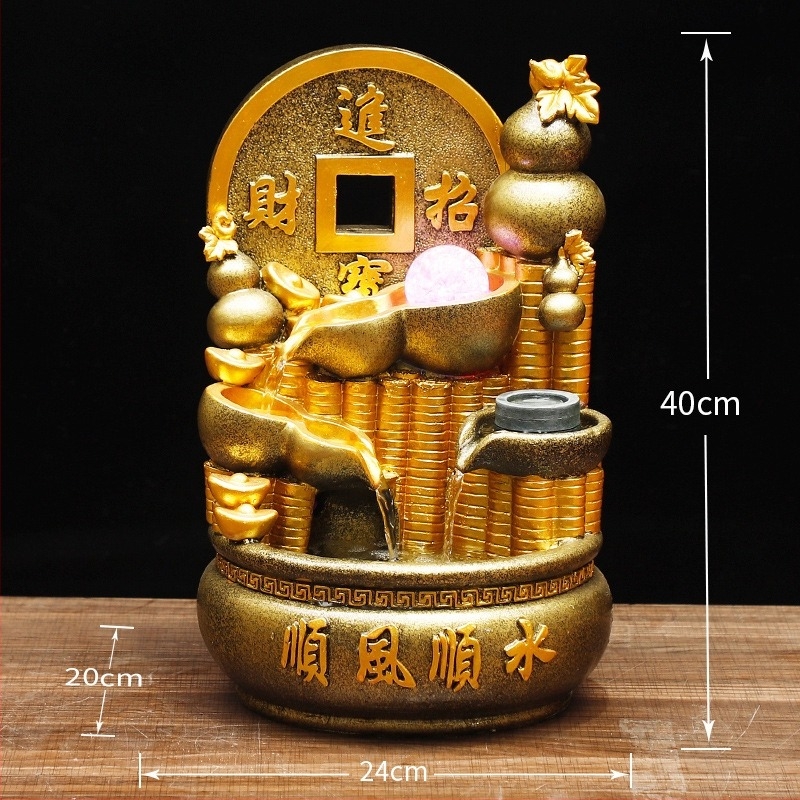 Üvegből készült asztali párásító Feng Shui vízkerék szökőkúttal, kézzel festett, testreszabható, új kínai stílus