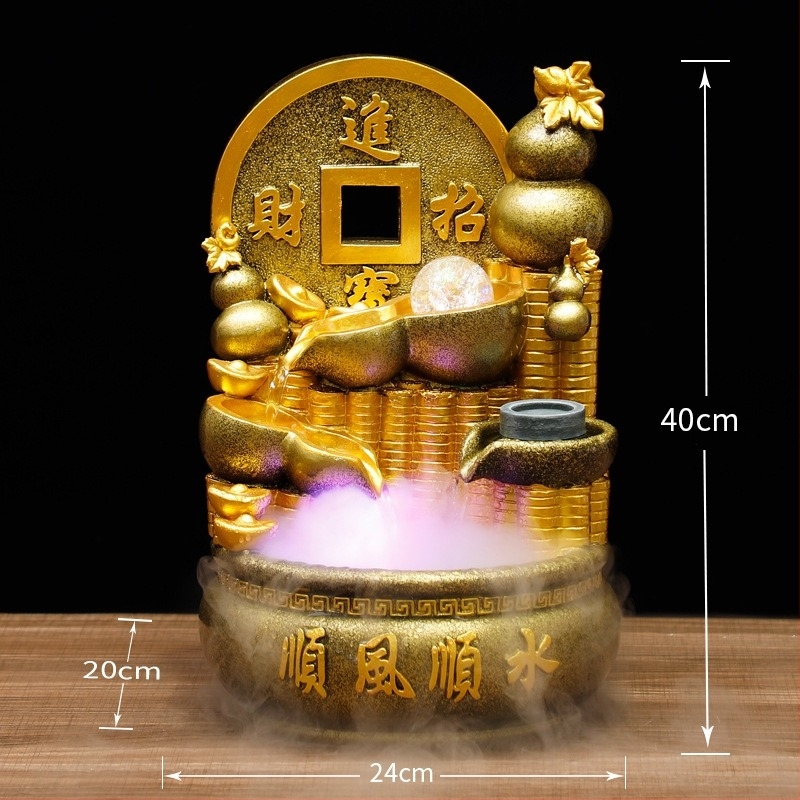 Üvegből készült asztali párásító Feng Shui vízkerék szökőkúttal, kézzel festett, testreszabható, új kínai stílus