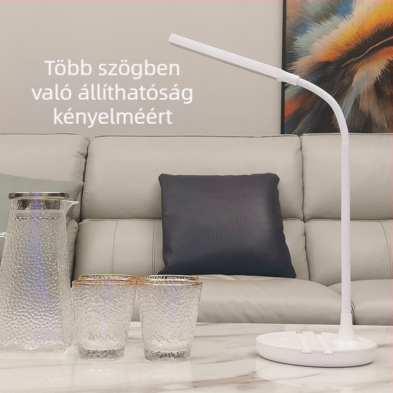 LED szemvédő asztali lámpa, újratölthető beépített akkumulátorral és hálózati csatlakozási lehetőséggel, érintéses kapcsoló, CRI ≥90, LED fényforrás, alapvilágítás, Modell TD-01