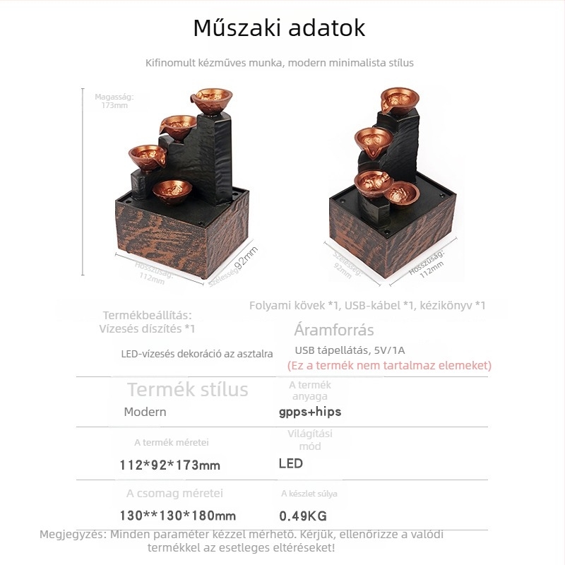 Vízfolyás lámpa – asztali dekoráció, Musen Tang, Golden Ladder Running Water sorozat