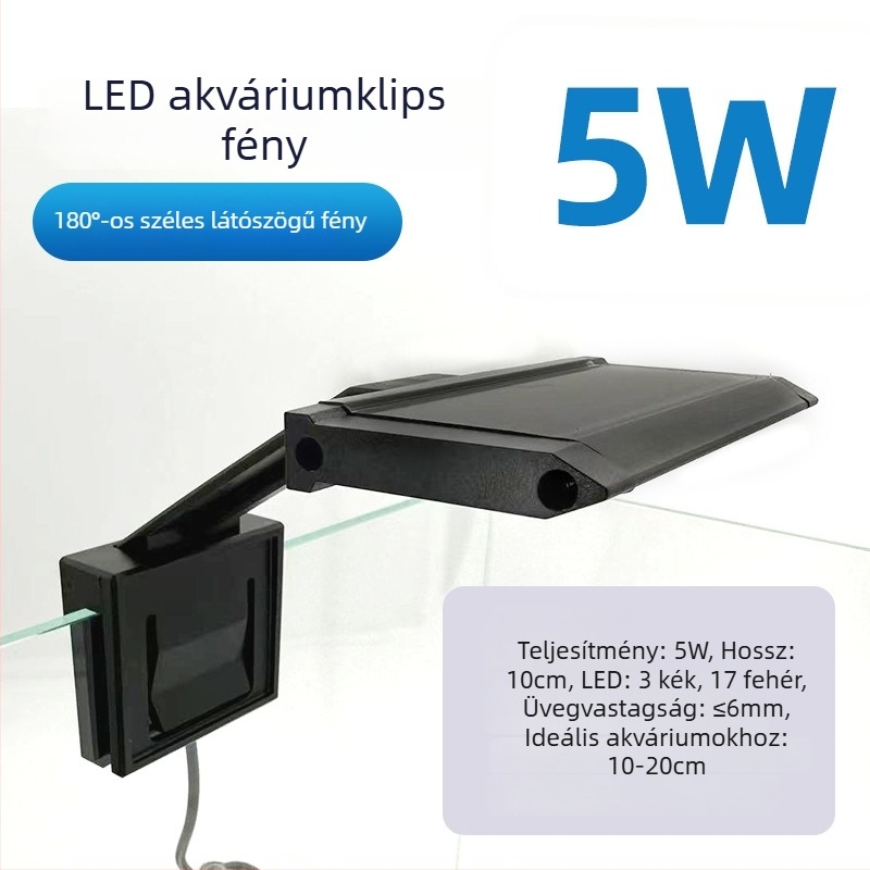 LED klipszes lámpa akváriumhoz, mini vízálló klipszes lámpa halak és vízi növények számára, energiahatékony
