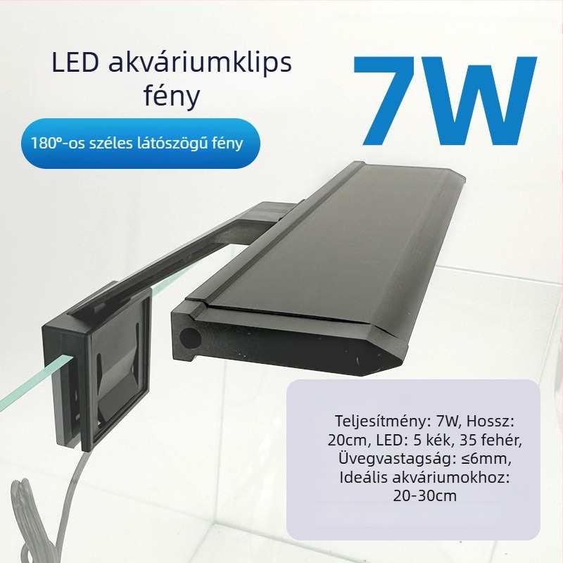 LED klipszes lámpa akváriumhoz, mini vízálló klipszes lámpa halak és vízi növények számára, energiahatékony