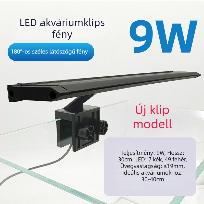 LED klipszes lámpa akváriumhoz, mini vízálló klipszes lámpa halak és vízi növények számára, energiahatékony
