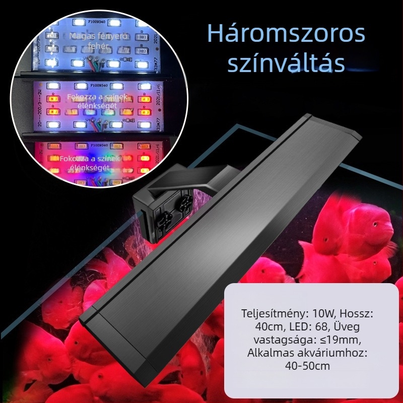 LED klipszes lámpa akváriumhoz, mini vízálló klipszes lámpa halak és vízi növények számára, energiahatékony