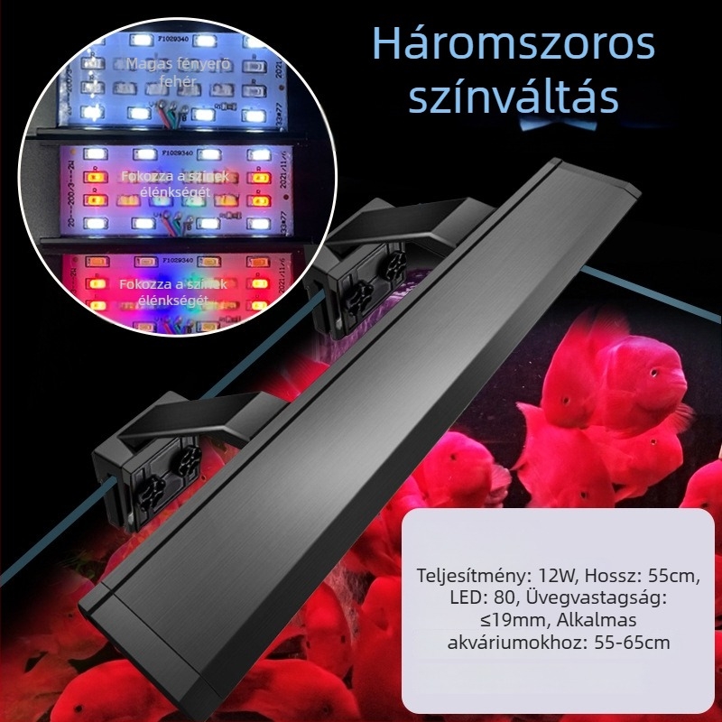 LED klipszes lámpa akváriumhoz, mini vízálló klipszes lámpa halak és vízi növények számára, energiahatékony