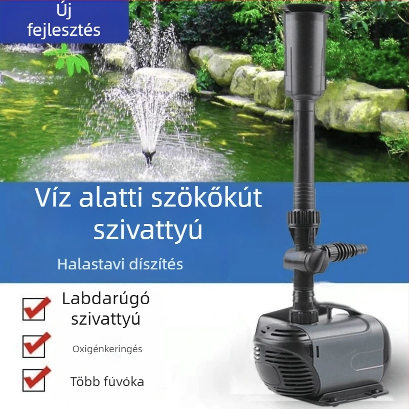 Beépíthető kerti tó szökőkút szivattyú – bronz, spirálcentrifugál szivattyú, vízpermet funkció, keramikus vízáramlás