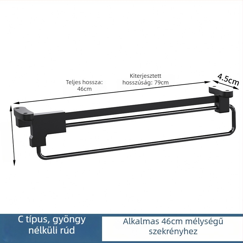 Mozgatható kihúzható ruhafogas – hidegen hengerelt acél, krómozott felület, modern minimalista dizájn, Honglesen