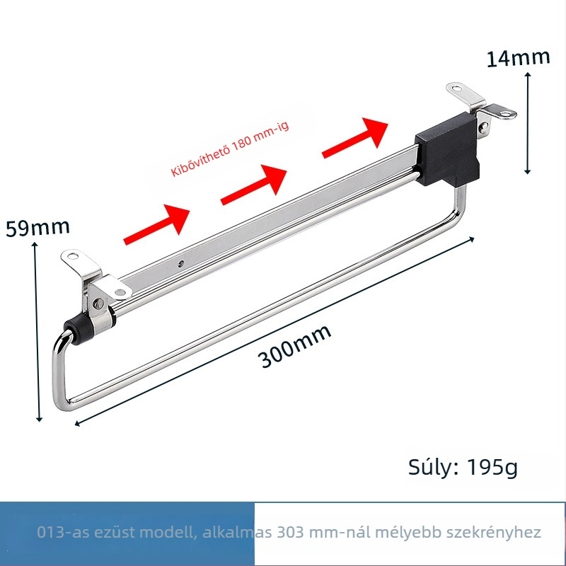 Mozgatható kihúzható ruhafogas – hidegen hengerelt acél, krómozott felület, modern minimalista dizájn, Honglesen