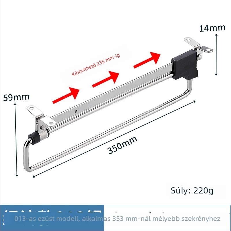 Mozgatható kihúzható ruhafogas – hidegen hengerelt acél, krómozott felület, modern minimalista dizájn, Honglesen