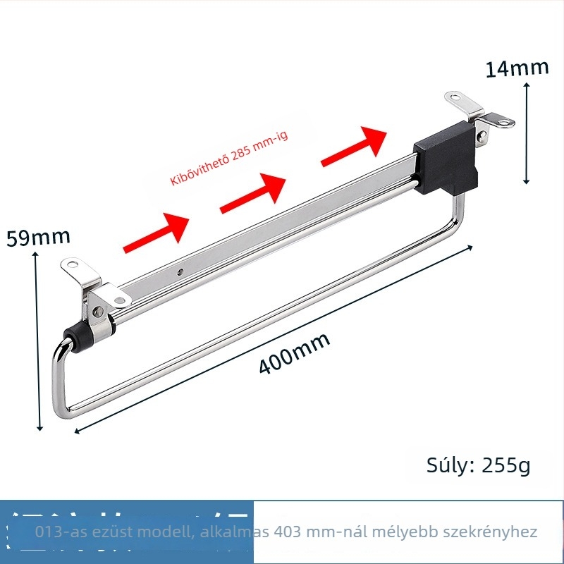 Mozgatható kihúzható ruhafogas – hidegen hengerelt acél, krómozott felület, modern minimalista dizájn, Honglesen