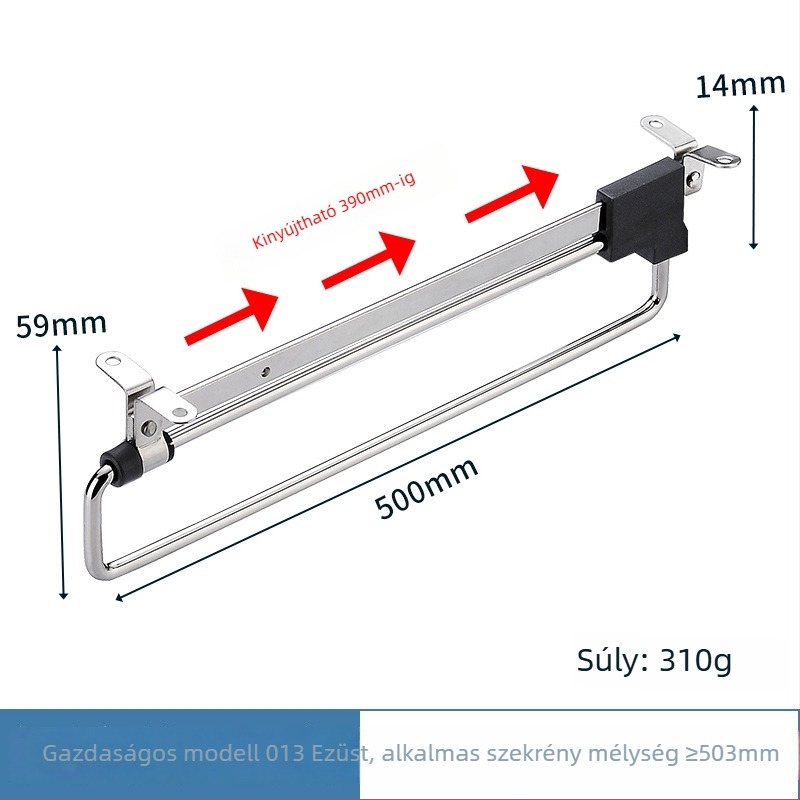 Mozgatható kihúzható ruhafogas – hidegen hengerelt acél, krómozott felület, modern minimalista dizájn, Honglesen