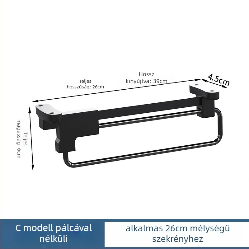 Mozgatható kihúzható ruhafogas – hidegen hengerelt acél, krómozott felület, modern minimalista dizájn, Honglesen
