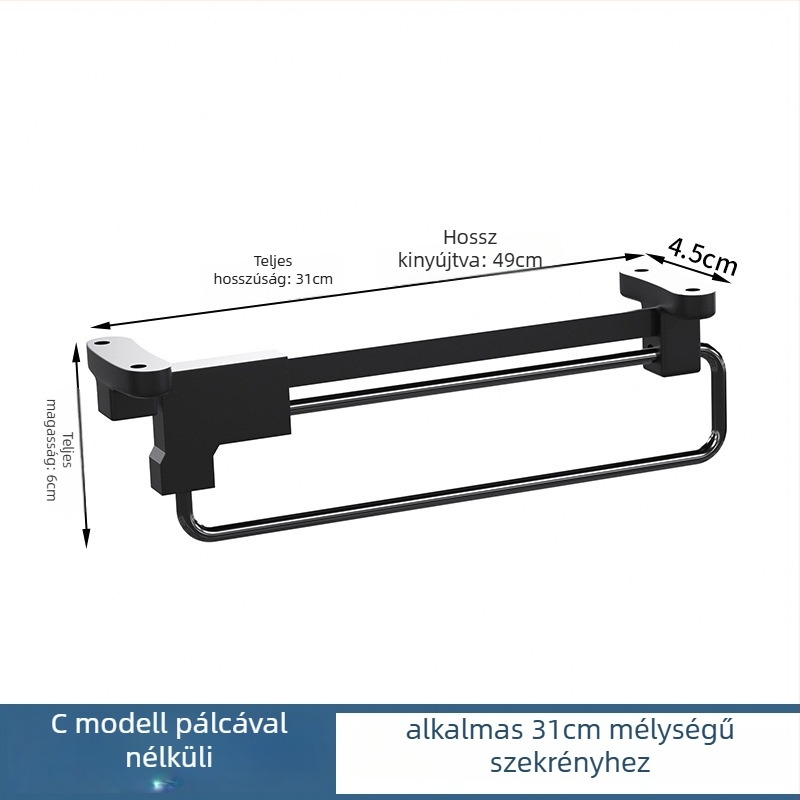 Mozgatható kihúzható ruhafogas – hidegen hengerelt acél, krómozott felület, modern minimalista dizájn, Honglesen
