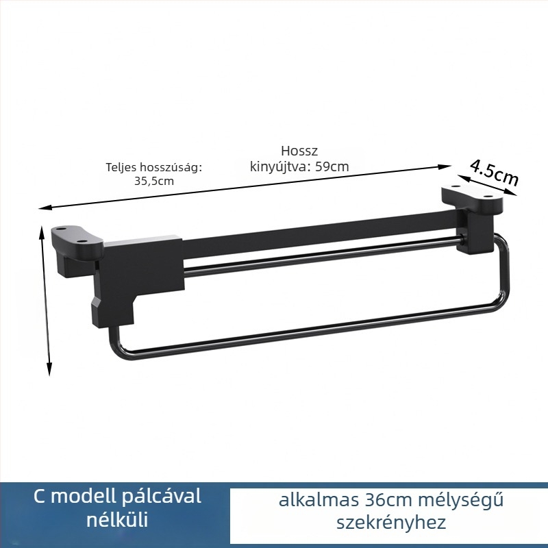 Mozgatható kihúzható ruhafogas – hidegen hengerelt acél, krómozott felület, modern minimalista dizájn, Honglesen