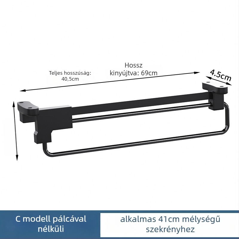 Mozgatható kihúzható ruhafogas – hidegen hengerelt acél, krómozott felület, modern minimalista dizájn, Honglesen