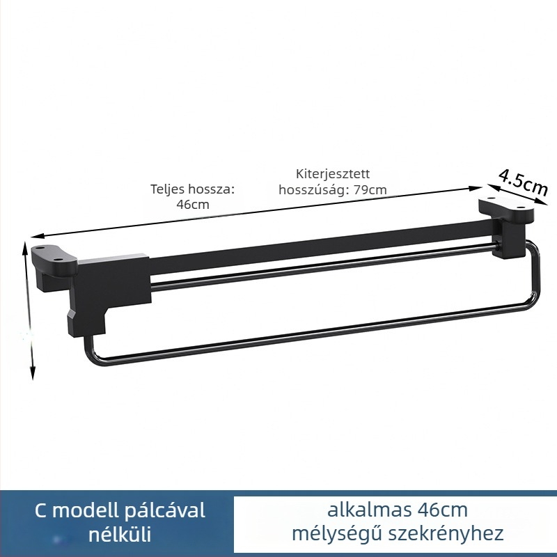 Mozgatható kihúzható ruhafogas – hidegen hengerelt acél, krómozott felület, modern minimalista dizájn, Honglesen
