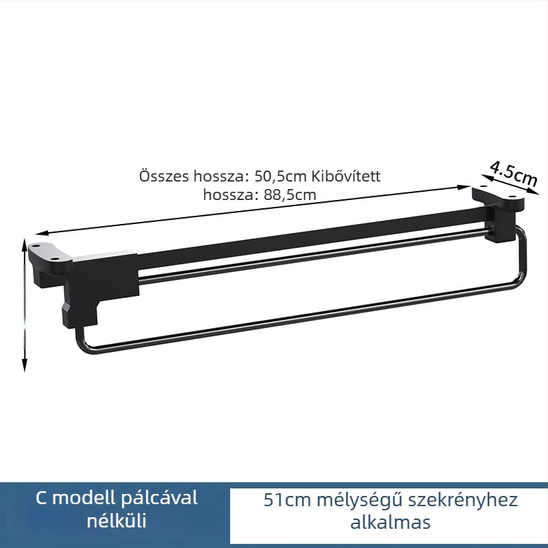 Mozgatható kihúzható ruhafogas – hidegen hengerelt acél, krómozott felület, modern minimalista dizájn, Honglesen
