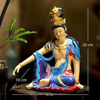 Avalokiteshvara Bodhisattva szobor, gyantából készült, Hongyikang márka, új kínai stílus