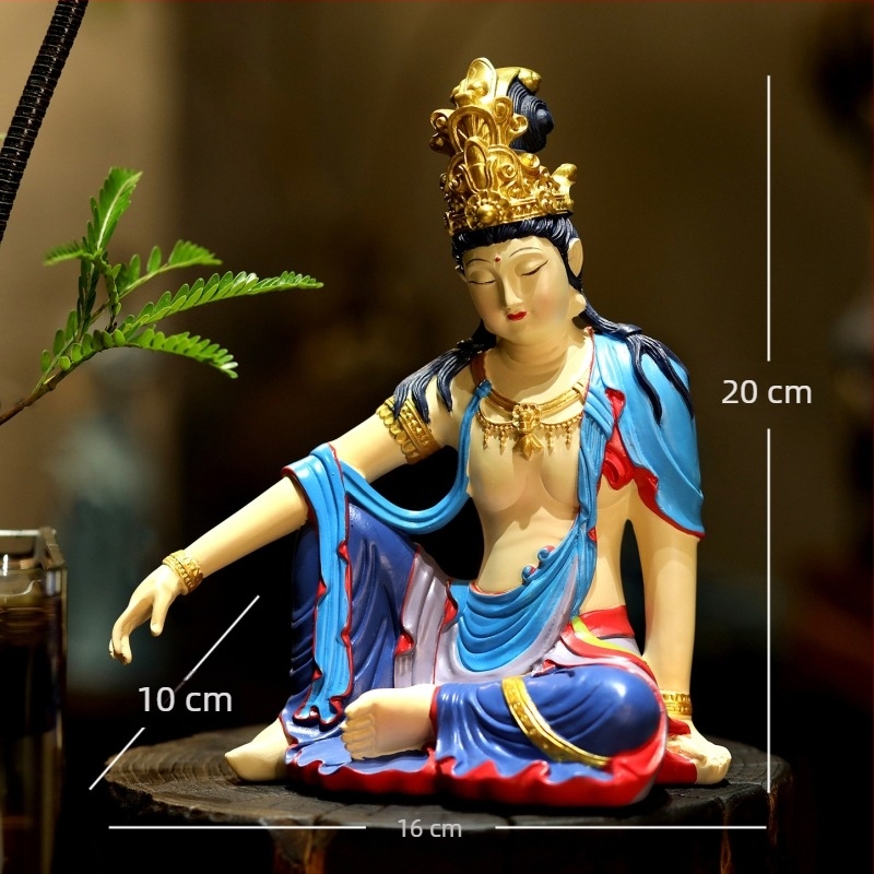 Avalokiteshvara Bodhisattva szobor, gyantából készült, Hongyikang márka, új kínai stílus