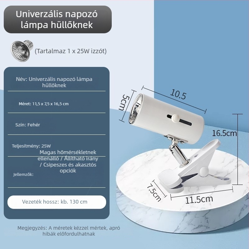 Teknősbéka napozó lámpa – rozsdamentes acél kivitel, 20W, Yee márka, Shandong eredet
