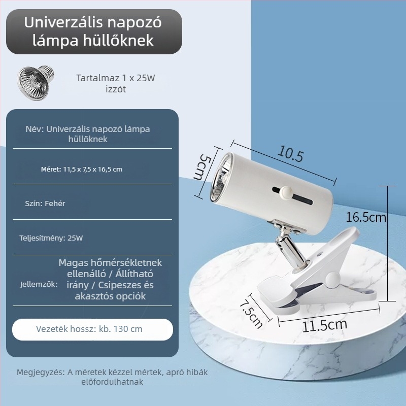 Teknősbéka napozó lámpa – rozsdamentes acél kivitel, 20W, Yee márka, Shandong eredet