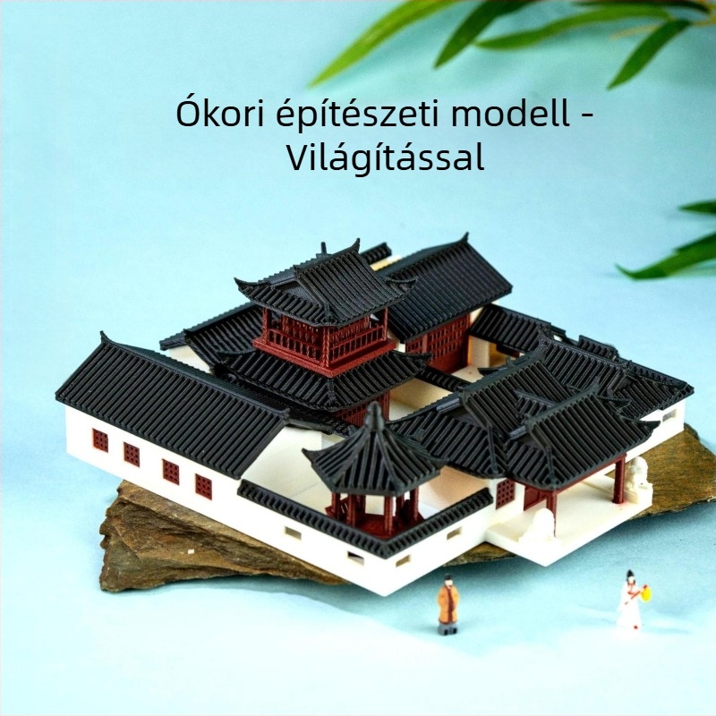 Íróasztalhoz való mini kert tájkép dísz - kínai stílus, műanyag, 3D nyomtatás, üzleti reklám ajándék