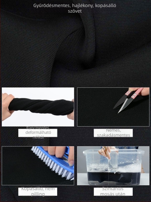 Hosszú csípőn ülő szoknya, poliészter-elasztán keverék, vasalásmentes, ingázó stílus