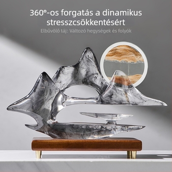 Gyantából készült dísztárgy – folyóhomok festmény, kínai stílusú táj dekoráció