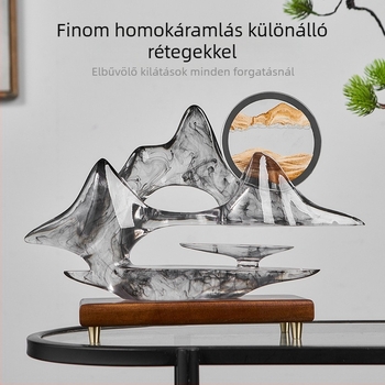 Gyantából készült dísztárgy – folyóhomok festmény, kínai stílusú táj dekoráció